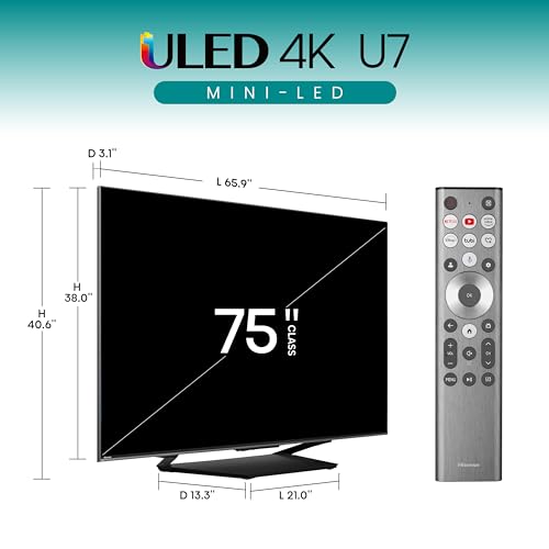 Hisense 75-Inch Class U7 Series Mini-LED ULED 4K UHD Google Smart TV