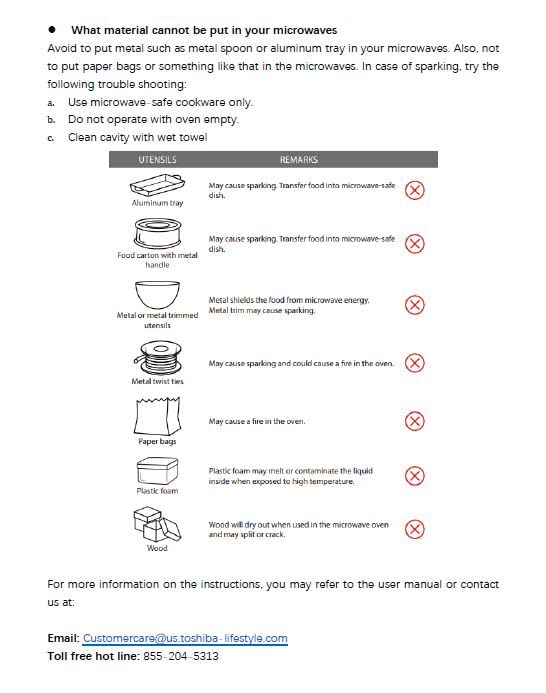 TOSHIBA Countertop Microwave Oven