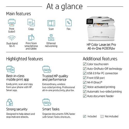 HP Color LaserJet Pro M283fdw Wireless All-in-One Laser Printer