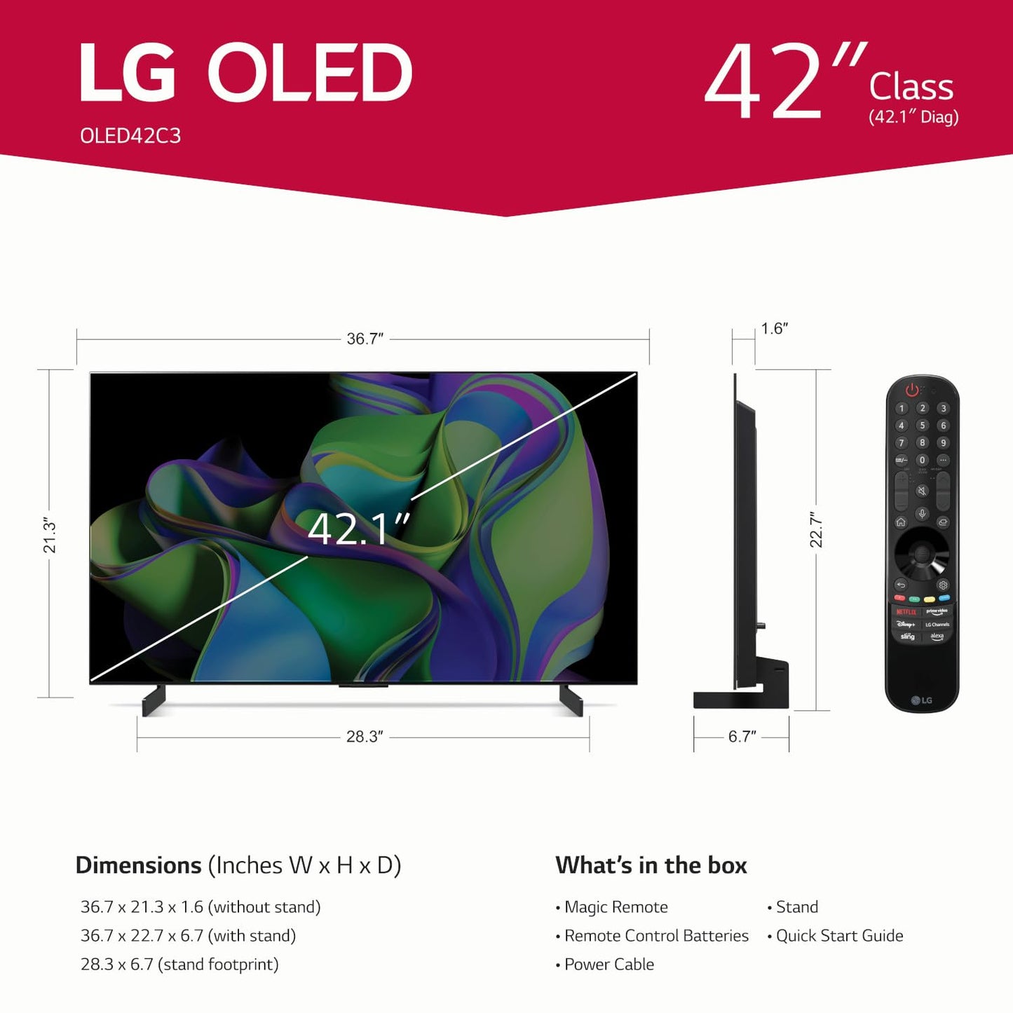 LG C3 Series 42-Inch Class OLED evo 4K Processor Smart TV