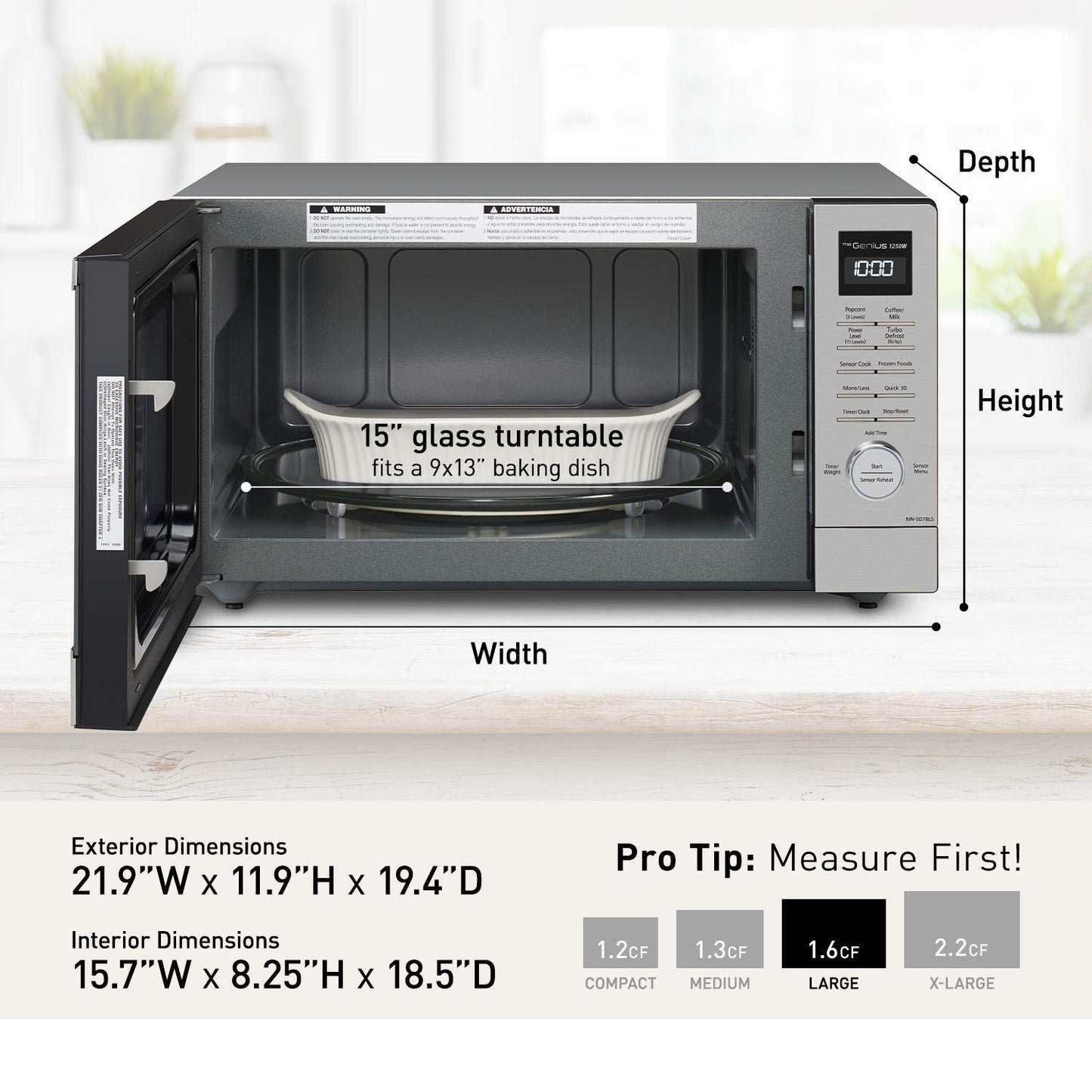 Panasonic 1.6 cu.ft Cyclonic Inverter Countertop Microwave Oven