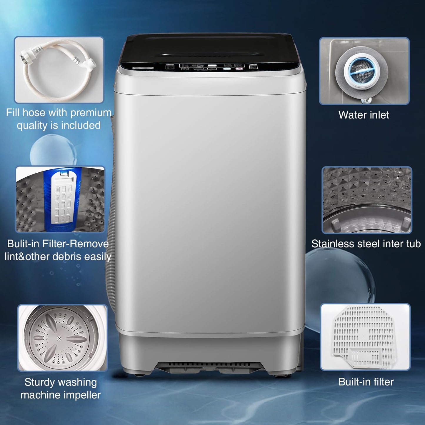 Iorbur 15.6lbs Full-Automatic Washing Machine