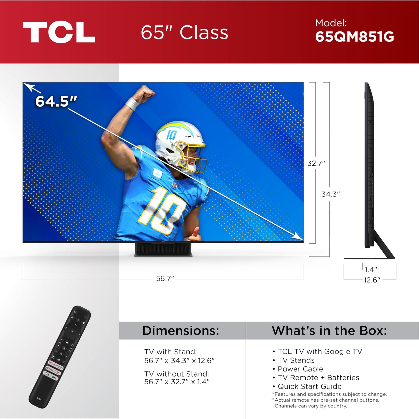 TCL 65-Inch QM85 QLED 4K Smart QD-Mini LED TV