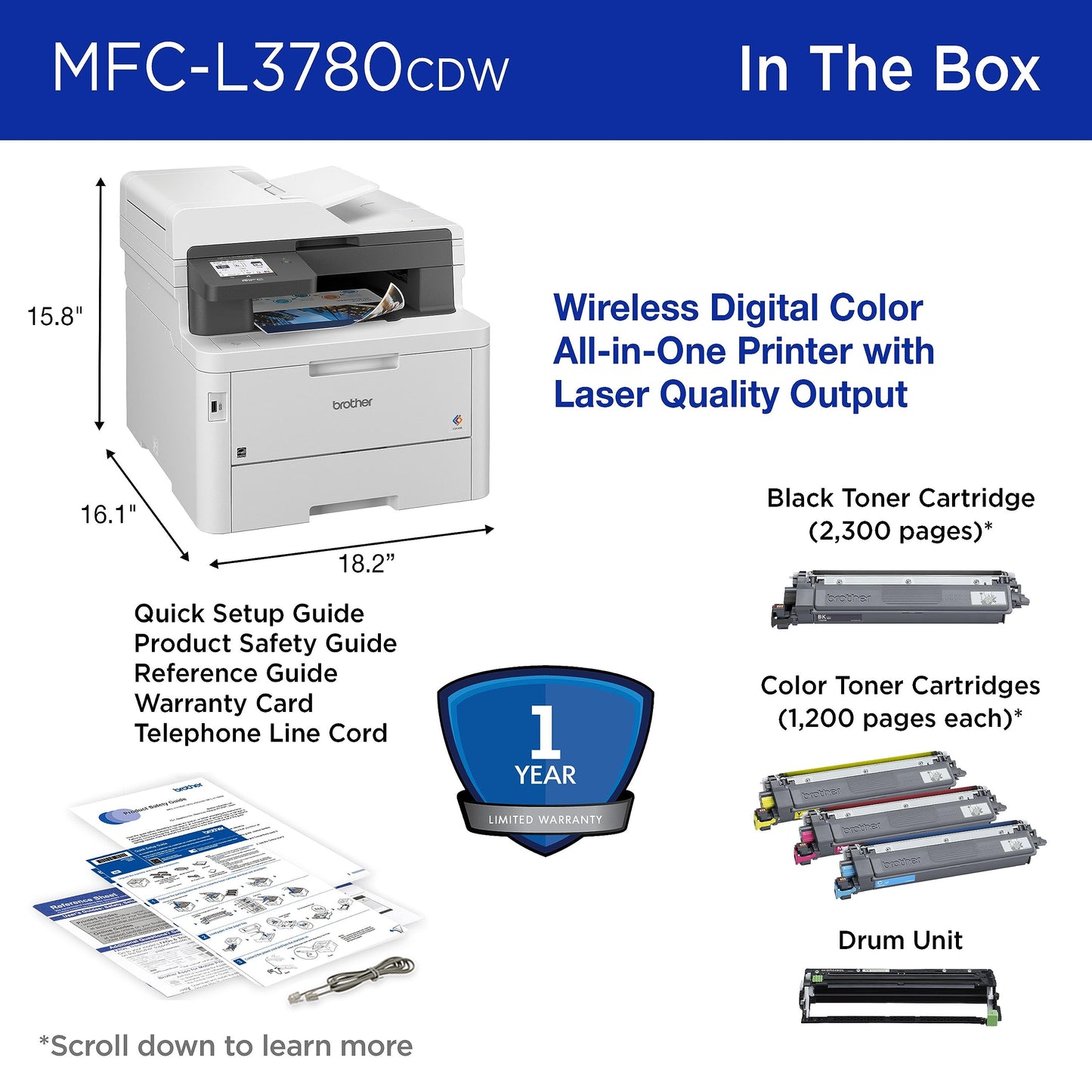 Brother MFC-L3780CDW Wireless Digital Color All-in-One Printer