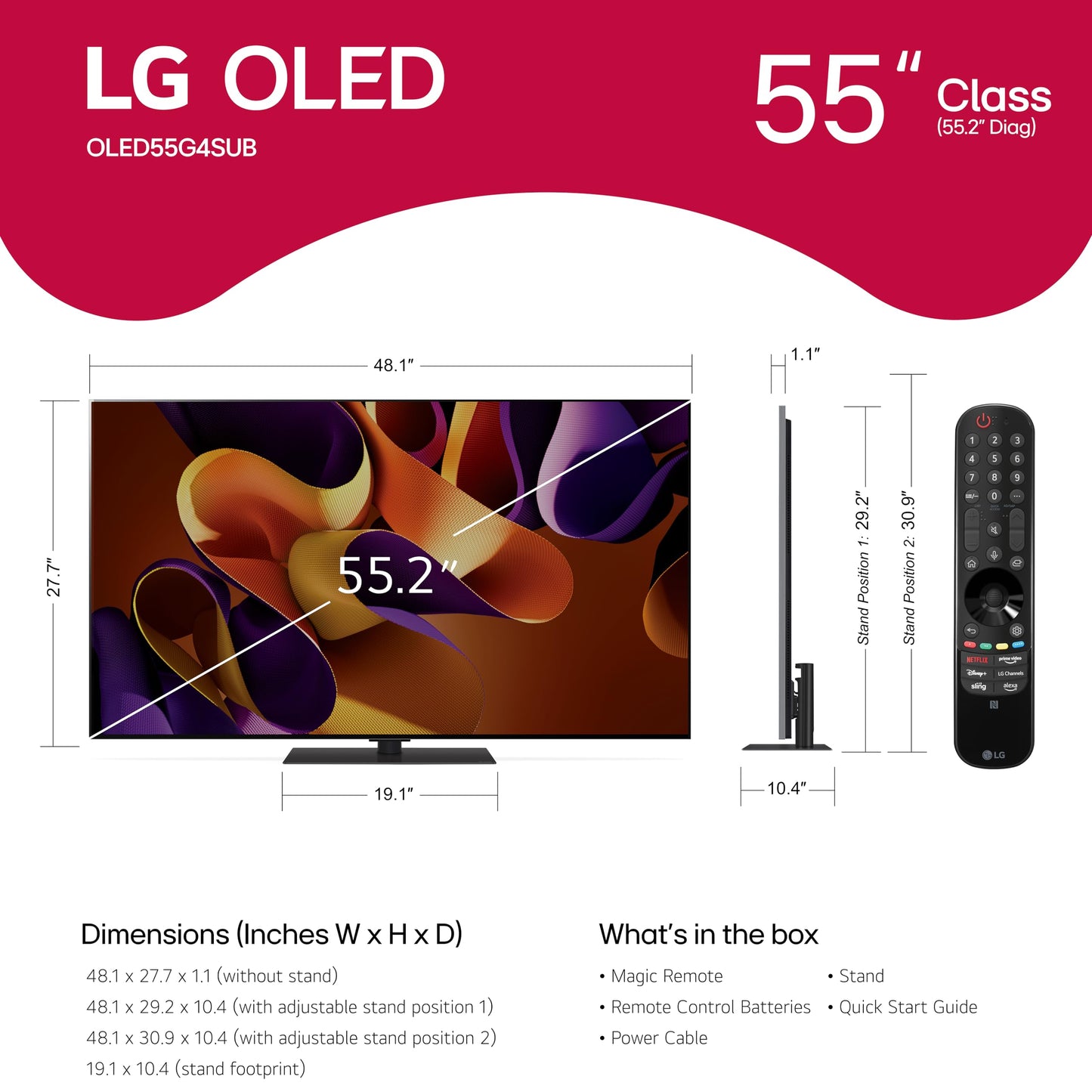 LG 55-Inch Class OLED evo G4 Series Smart TV